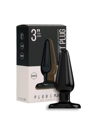 Plug & Play Rubber Butt Plug Black 3 inch