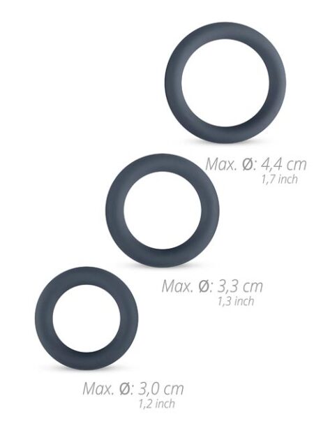 Boners Silicone 3-Piece Cock Ring Set Grey