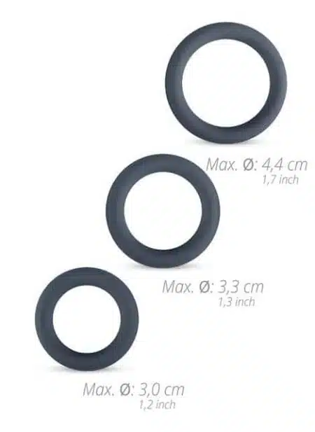 Boners Silicone 3-Piece Cock Ring Set Grey