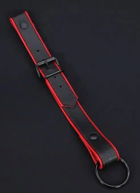 Mr. S Leather Cockstrap for Bulldog Harness Piped - Red