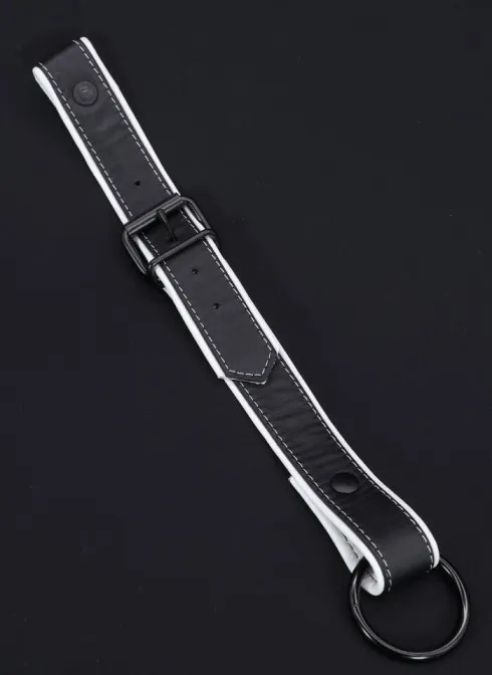 Mr. S Leather Cockstrap for Bulldog Harness Piped - White