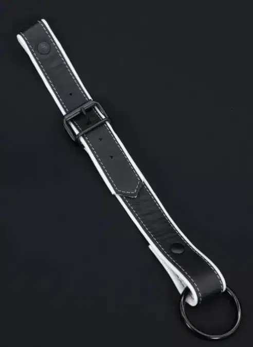 Mr. S Leather Cockstrap for Bulldog Harness Piped - White