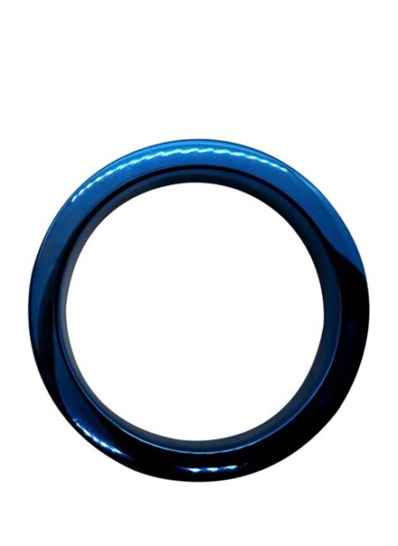 Black Label Stainless Steel Blue Flat Body Cock Ring 40 mm