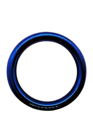 Black Label Stainless Steel Blue Donut Cock Ring 55 mm