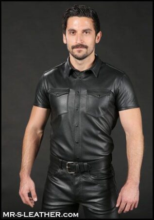 Mr. S Classic Leather Shirt Black Medium