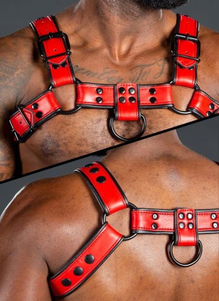 Mr. S Leather Dark Room Bulldog Harness Red Large/Extra large
