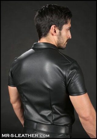 Mr. S Classic Leather Shirt Black Medium