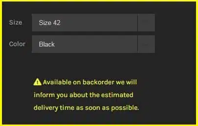 Product on backorder Product on backorder