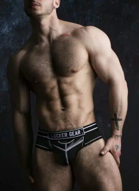 Locker Gear Briefjock with Front Opening White Large