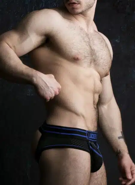 Locker Gear Briefjock with Front Opening Blue Extra Large