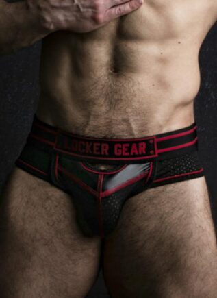Locker Gear Briefjock with Front Opening Red Extra Large