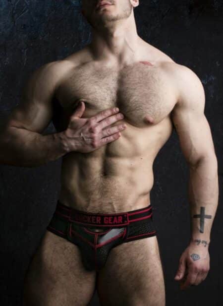 Locker Gear Briefjock with Front Opening Red Extra Large