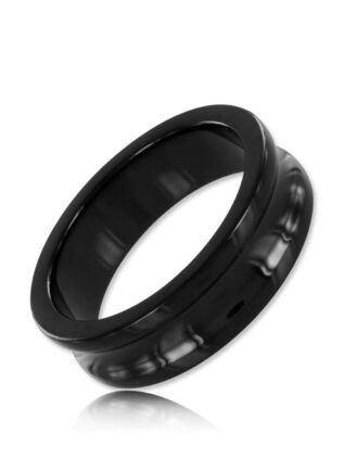 Black Label Stainless Steel Black Belowed Cock Ring 40 mm