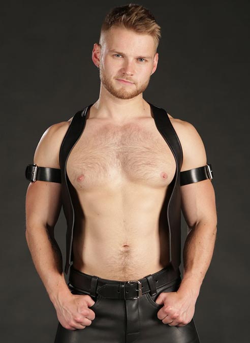 Men Leather Sale CUTAWAY Gay Red Piped Berlin Bar Vest Open Front Fetish  Pride