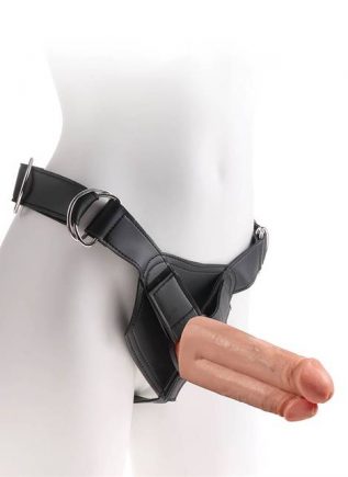 Pipedream King Cock Strap-on Harness Two Cock One Hole Flesh 7 inch