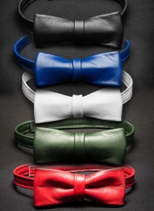 Mr. S Leather Bow Tie Red