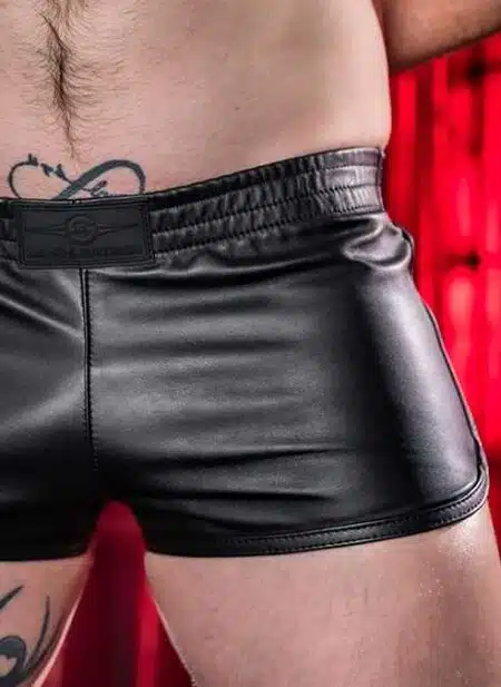Mr. S Leather Gym Short w/ Zipper Pocket Black Small