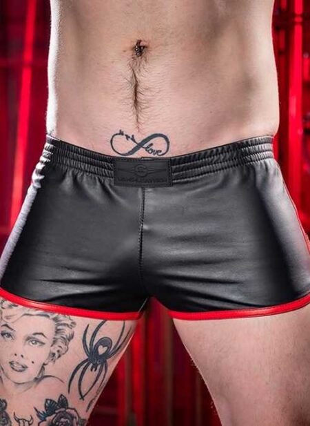 Mr. S Leather Gym Short w/ Zipper Pocket Red Small