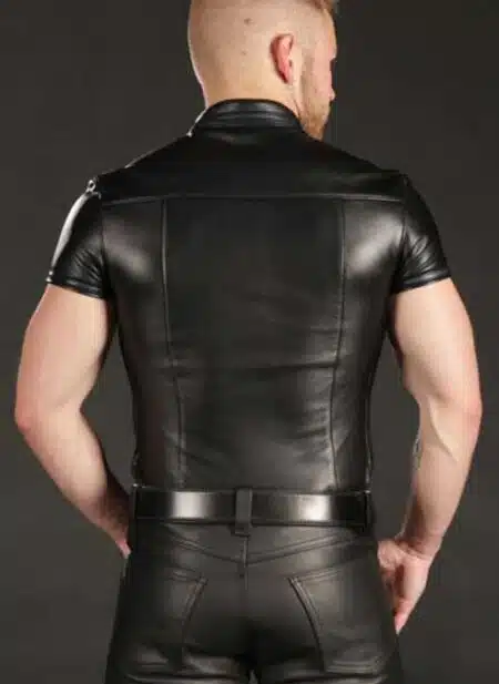Mr. S Lambskin Polo Shirt Black Medium