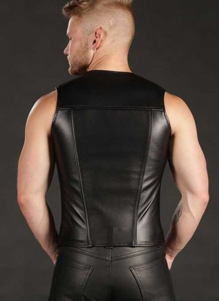 Mr. S Leather Zip Front Vest Black Large