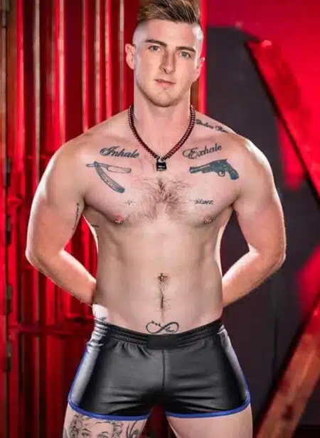 Mr. S Leather Gym Short w/ Zipper Pocket Blue Small