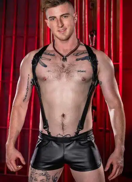 Mr. S Leather Gym Short w/ Zipper Pocket Black Small