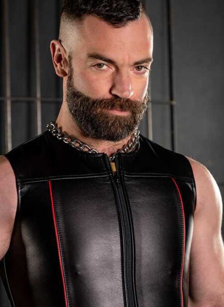 Mr. S Leather Zip Front Vest Red Medium
