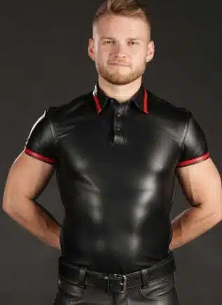 Mr. S Lambskin Polo Shirt Red Small