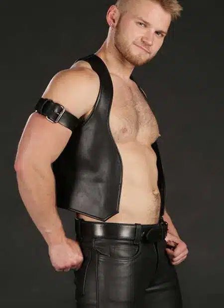 Mr. S Leather Piped Leather Belt White 36-37" (91,5CM - 94CM)