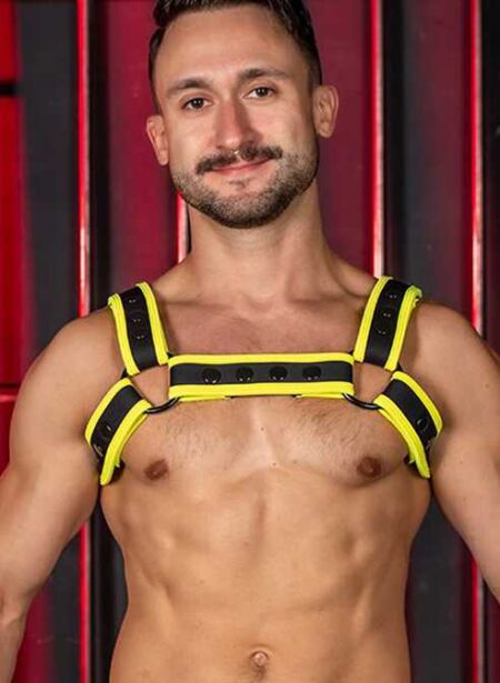 Mr. S Neo Carbon Black Bulldog Harness Yellow Large / Extra large