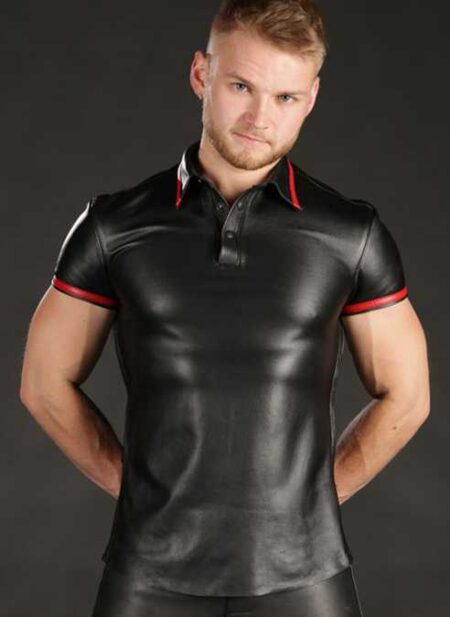 Mr. S Lambskin Polo Shirt Red Small