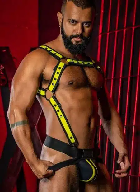 Mr. S Neo Carbon Black Jockstrap Yellow Small