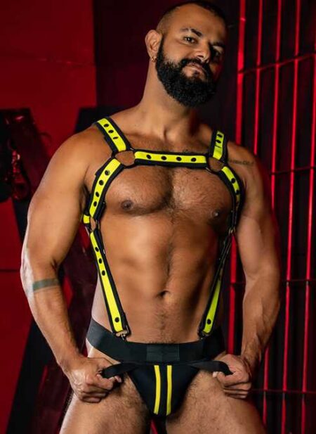 Mr. S Neo Carbon Black Jockstrap Yellow Small
