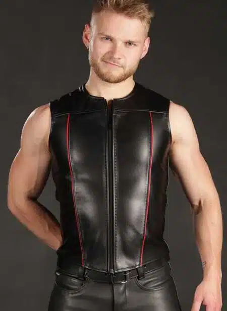Mr. S Leather Zip Front Vest Red Medium