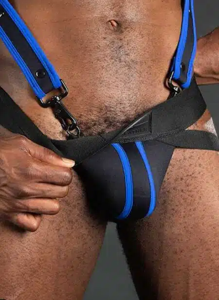 Mr. S Neo Carbon Black Jockstrap Blue Extra large