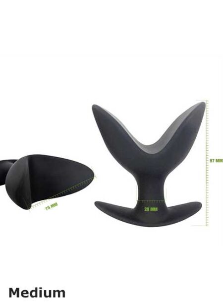 Brutus Open Wide Twin Tipped Silicone Buttplug Black Medium