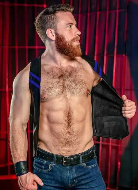 Mr. S Leather Sport Bar Vest Blue Extra large
