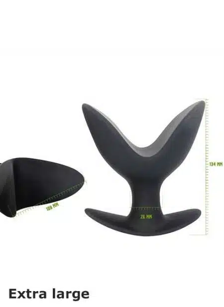 Brutus Open Wide Twin Tipped Silicone Buttplug Black Medium