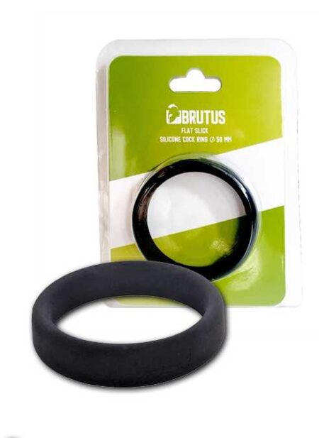 Brutus Flat Slick Silicone Cock Ring Black 55 mm