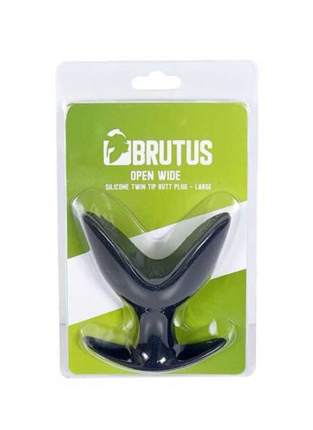 Brutus Open Wide Twin Tipped Silicone Buttplug Black Medium