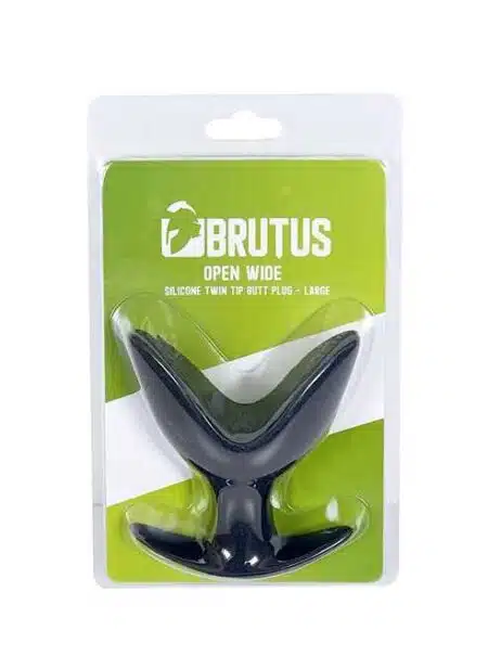 Brutus Open Wide Twin Tipped Silicone Buttplug Black Medium