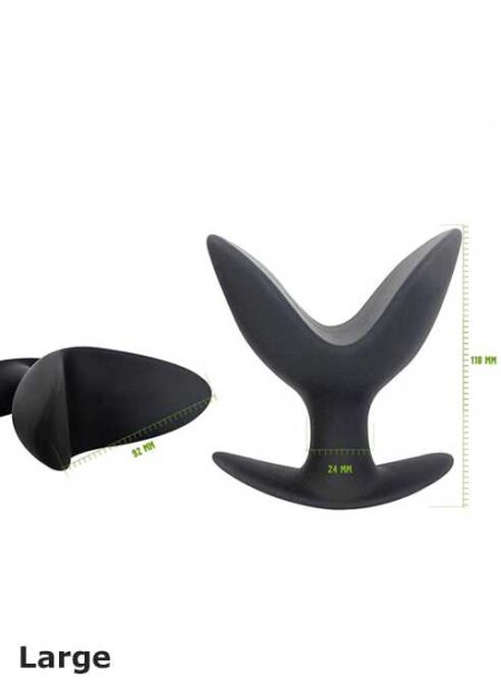 Brutus Open Wide Twin Tipped Silicone Buttplug Black Medium