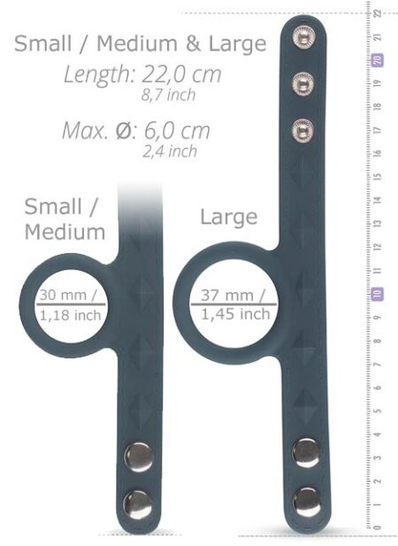 Boners Silicone Cock Ring & Ball Strap Grey Large