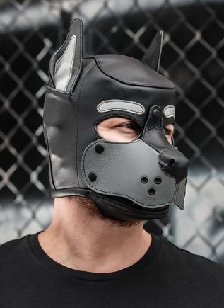 Mr. S Leather K9 Pup Hood Grey Large