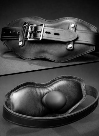 Mr. S Fetters Leather Front Buckle Gag Padded with Locking Buckle Black