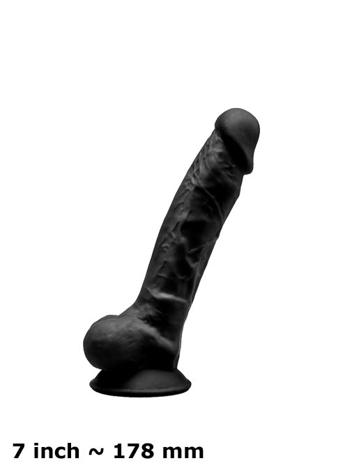 SILEXD Silicone Dildo with Balls Black 9,5 inch