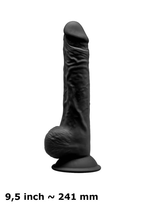 SILEXD Silicone Dildo with Balls Black 9,5 inch