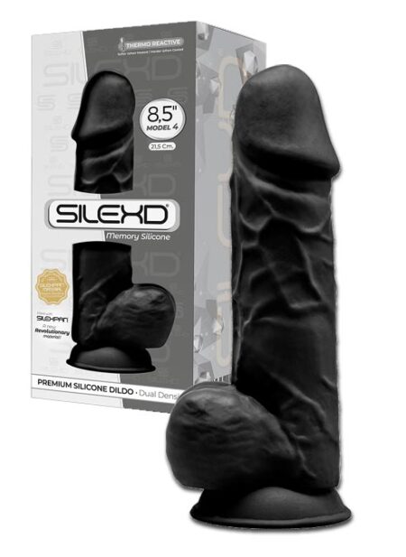 SILEXD Silicone Dildo with Balls Black 9,5 inch