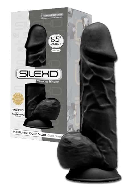 SILEXD Silicone Dildo with Balls Black 9,5 inch