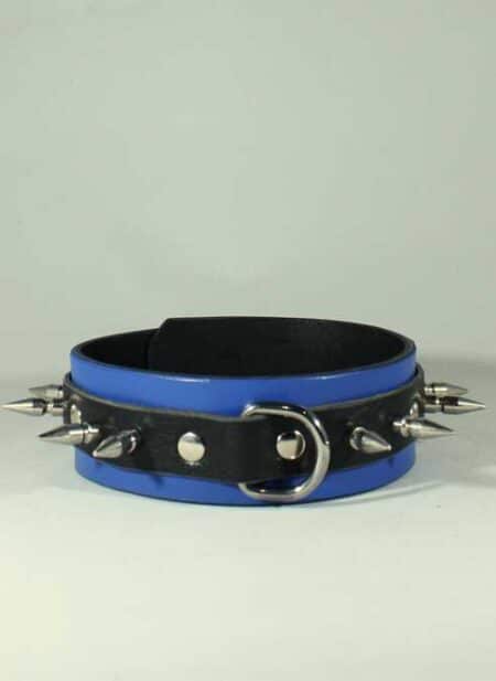 Leather Collar with Spikes Black